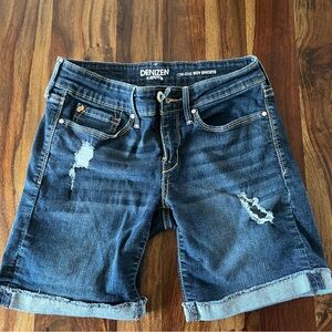 Levi’s Denizen’s Distressed low-rise Denim Jean Shorts